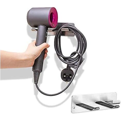 Support de sèche-cheveux, support de sèche-cheveux mural adhésif étanche en acier inoxydable (1/5)