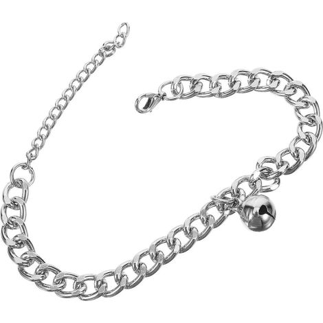Collier pour chat en métal avec clochette, taille ajustable, 1 collier pour chaton argenté (1/5)