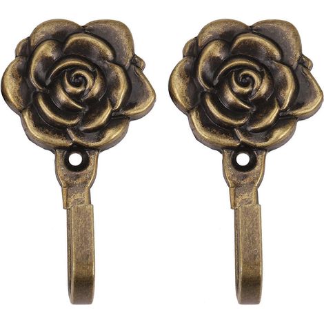 Lot de 2 embrasses de rideaux en métal en forme de rose, décoration murale (1/5)