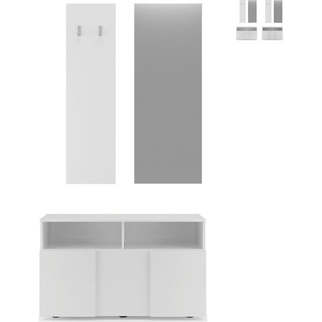 SET 3 piezas con pequeño mueble, perchero de pared y espejo Dama - H165 cm (1/5)