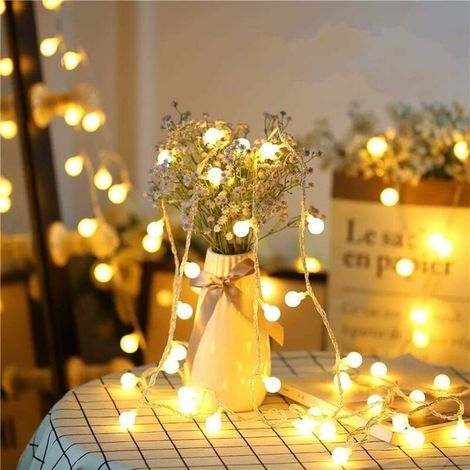 Guirlande lumineuse, éclairage chaud, décoration intérieure, 10 mètres, 100 LED, 8 modes, blanc chaud (1/5)