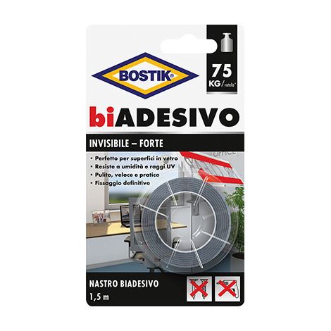 NASTRO BIADESIVO INVISIBILE BOSTIK - MM 19 ML 1,5- 6 pezzi
