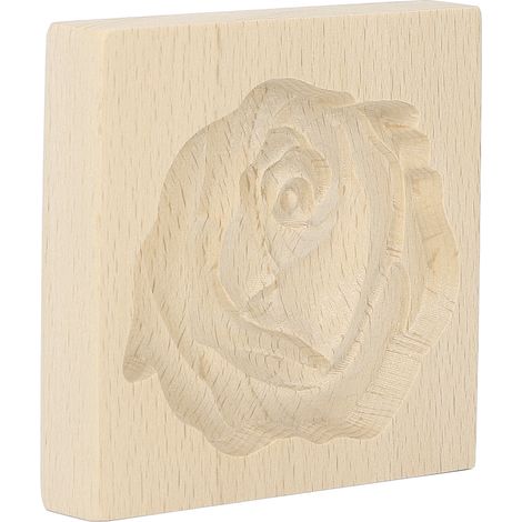 Moule à biscuit en bois réutilisable, facile à démouler, lavable, poinçon sculpté pour pâtisserie maison, motif rose fleur. (1/5)