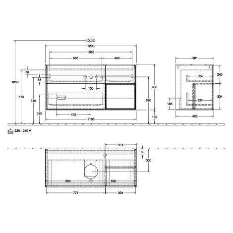 Villeroy & Boch F952HJHG Meuble sous lavabo Finion F95