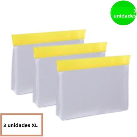 3-teiliges Set wiederverwendbarer XL-Lebensmittelaufbewahrungsbeutel aus auslaufsicherem Silikon und PEVA mit auffälligem Etikett, für Gefrierschrank und Sandwiches (1/5)