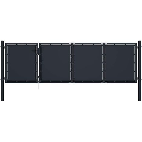 Portail de jardin en acier 350 x 100 cm anthracite