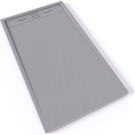 HIEMAL Receveur de douche 80 x 140 cm résine Gris aspect ardoise + bonde incluse - Salle de bain