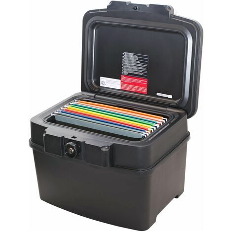 HMF 250453 Feuerfeste Wasserdichte Dokumentenbox, DIN A4 Register, Schwarz (1/5)