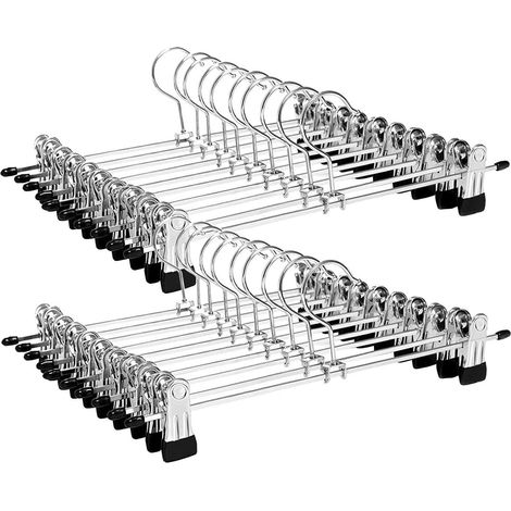 Juego de 20 perchas metálicas antideslizantes de 30 cm para pantalones, shorts, faldas, calcetines y ropa interior perchas de acero inoxidable que ahorran espacio con gancho giratorio de 360°. (1/2)