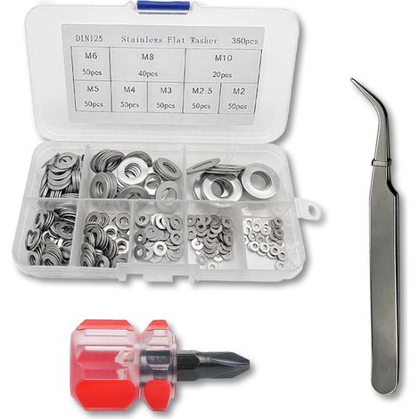 360 Pièces Rondelles Métal, Rondelles Plates Inox M2-M10, Kit Fixation (1/5)
