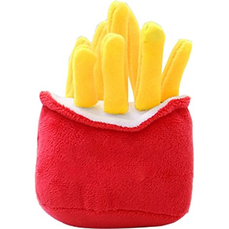 Jouet à mâcher en peluche en forme de frites pour chiot, résistant aux morsures et idéal pour soulager l'ennui et le grincement des dents. (1/4)