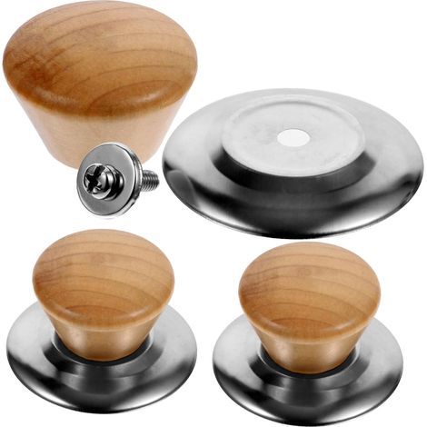 Mango de acero inoxidable para tapa de olla pequeña, perilla de repuesto resistente al calor, mango antiescaldaduras para utensilios de cocina, juego de 3 piezas con base de acero inoxidable (1/5)