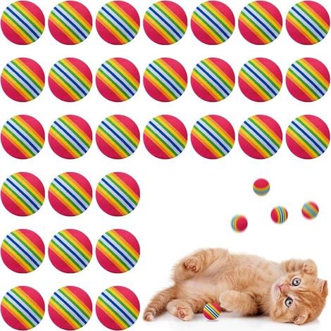 Cat Foam Ball, 3.5 cm Small Ball for Cats Rainbow Cat Toy Ball in Foam, Small Rainbow Toy EVA Balls for Indoor Outdoor Animal Chase Training (1/5)