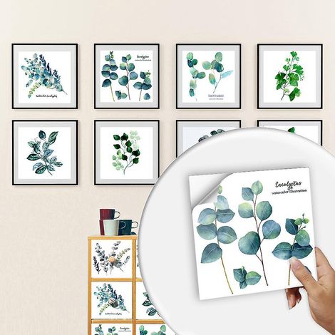 10 Pcs Papier Peint Carrelage Autocollant Petite Plante Carrelage Sticker 10 X 10 Cm Style Mosaque Sticker Mural Film Dcoratif Impermable Pour Car (1/5)