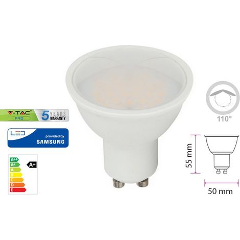 Lampada Led GU10 5W 220V 110 Gradi Bianco Neutro 4000K Diffusore Opale Chip Smd Samsung Garanzia 5 Anni SKU-21202