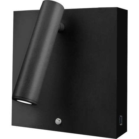 Applique LED da Parete Sweet Wall 4W 2700K 20° Orientabile con Caricatore Wireless USB-A/C Integrato Nero Opaco - Beneito & Faure (1/5)