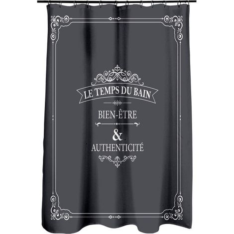 Douceur D'Intérieur – Rideau de douche vintage 180x200 cm – Imperméable 100% polyester – Lavable à 30°C – Fixation 12 anneaux non fournis