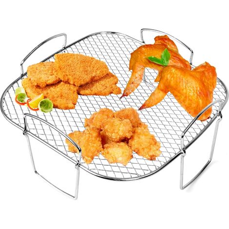 Soporte para freidora de aire de 5,5 L, accesorios cuadrados para freidora de aire, estante de acero inoxidable para freidoras de aire Instant Vortex Plus de 8,5 L, Cosori de 6,4 L y Gourmia de 6,7 L. (1/5)