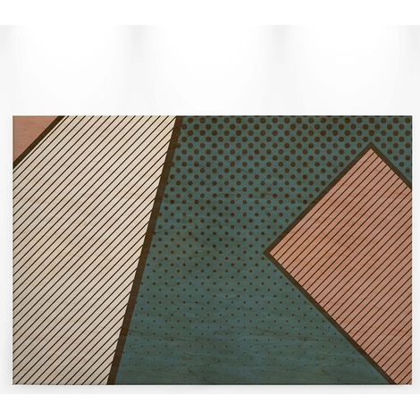 Tableau rétro pop art marron vert & beige | Tableau géométrique pour salon | Tableau sur toile graphique pour couloir & bureau 0,9 x 0,6 m (1/5)