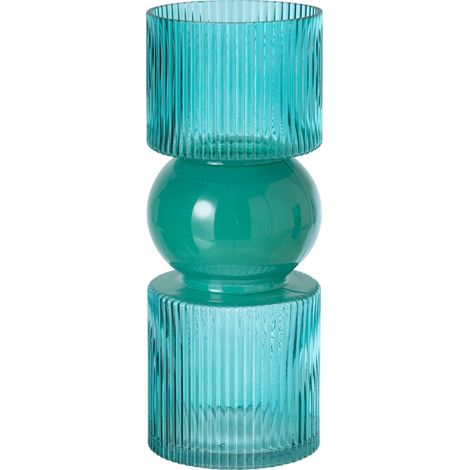 Vase turquoise en verre strié - turquoise (1/4)