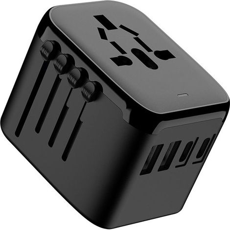 Adaptateur de voyage universel 20W – 2 USB A, 2 USB C, 1 prise AC – Charge rapide pour 5 appareils – Compatible avec 150 pays (1/5)