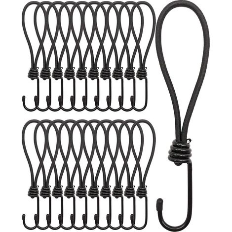Spanngummis mit Haken 20 cm, 25 Stück, Schwarz (1/5)