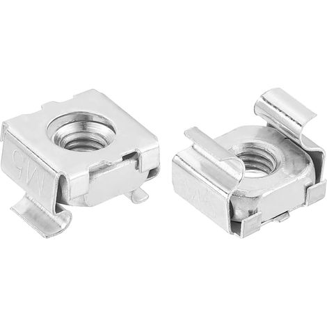 Ecrou en Cage M5 x 0,8 mm, 50 Pièces Ecrous en Cage à Encliqueter, Ecrou Métrique en Acier au Carbone Zingué pour Armoire de Rack Serveur, Argent (1/5)