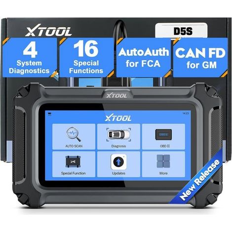Scanner OBD2 - XTOOL - D5S - 16 réinitialisations - Écran tactile 5,4" - Compatibilité 90+ marques