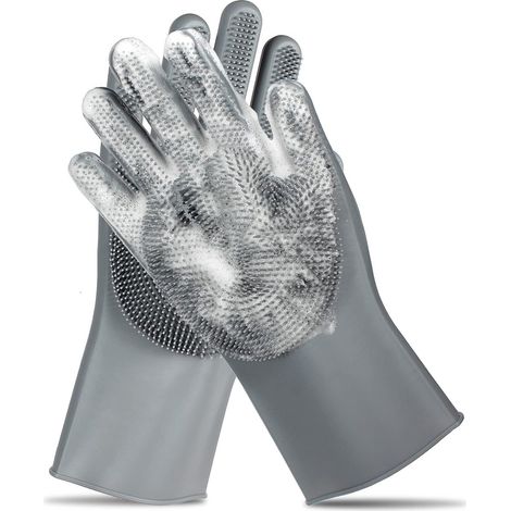 Gants de toilettage pour animaux - Brosse à shampoing douce pour le lavage des chiens - Gant de massage - pour chiens et chats - 31 x 14 cm (1/5)