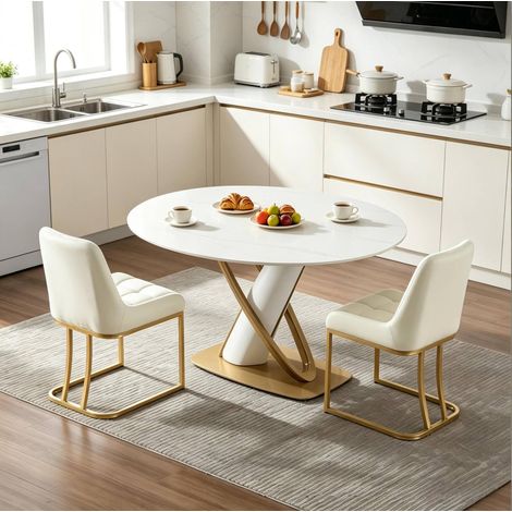 Sedie da pranzo 39/45/84 cm beige in velluto e metallo, set da 2, stile moderno ed elegante (1/5)