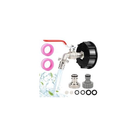 Adaptateur Robinet Cuve 1000L, Alliage d'Aluminium S60x6, Idéal pour Récupérateur d’Eau de Pluie et Arrosage (1/5)