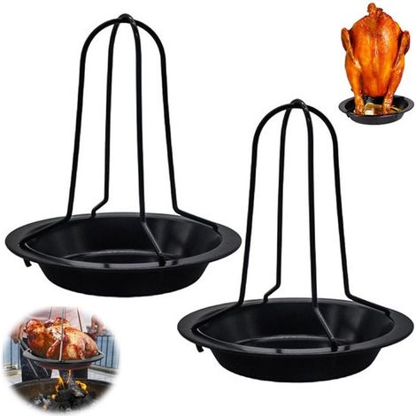 pièces - Plat à rôtir pour dinde - Grille à poulet en acier inoxydable - Grill à poulet - Support de grill vertical - Grille à poulet pour barbecue - Accessoires pour rôtir le poulet - 18 x 20 cm - Fe (1/5)