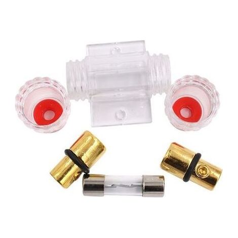 1 Porte-fusible AGU en Ligne plaqué Or et 1 fusibles AGU en Verre plaqué Or 100A pour la Protection de sécurité de l'alimentation Audio Automobile (100A) (1/4)