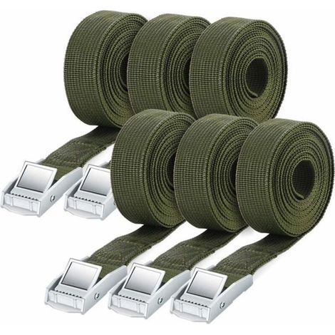2.5 cm x 2.5 m Tie-Down Straps, 6-Pack, Ideal for Securing Luggage or Camping Gear, 250 kg Tensile Strength (1/4)