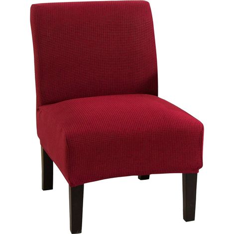 Stretchable and removable armless chair covers - Protective furniture covers - Washable stretch chair covers for home and hotel use - Burgundy - Knit (1/5)