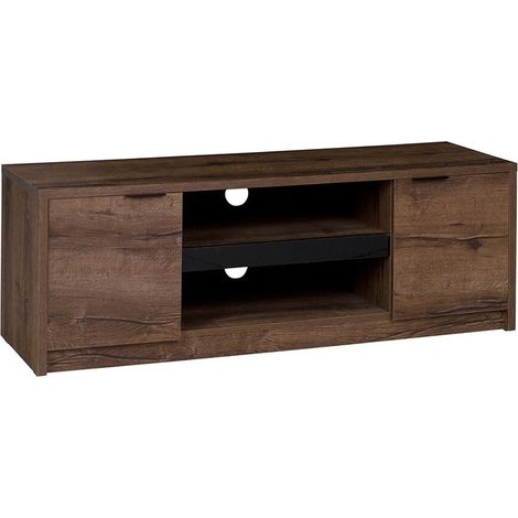 Meuble TV Providence 123, Chêne du Monastery + Noir brillant, Le nombre de portes: 2, Nombre de tiroirs: 0, 135x46x40cm