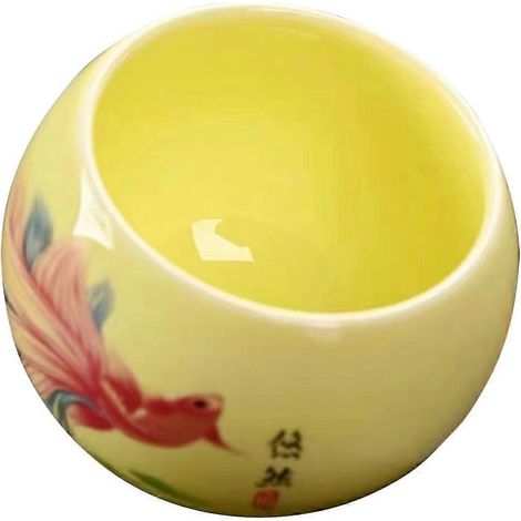 Lot de 2 accessoires pour tasses à thé en céramique à motifs de dessins animés, pour salons de thé et bureaux. Bords arrondis jaunes. Cadeau idéal. (1/5)