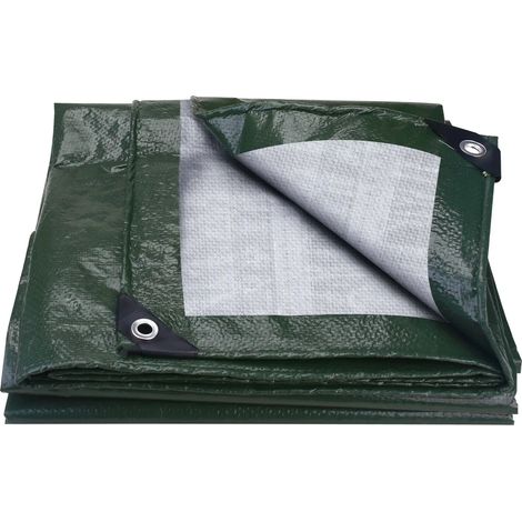 (Vert, 400x500CM) Bâche imperméable en toile, matériau PE, avec œillets métalliques, pare-soleil. (1/4)