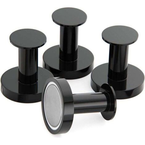 Magnetic Coat Rack, Magnetic Coat Hook, 4 Extremely Strong Black Wall Hooks, Coat Rack for Door with Rare Neodymium Metal Magnet, Fridge Door Hooks (1/4)