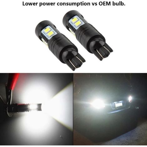 Vvikizy Feu de recul de secours 2 pièces 50W 921 912 T10 T15 LED 6000K xénon blanc sauvegarde feux antibrouillard auto feux (1/4)
