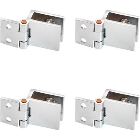 4 Pièces Charnière Meuble Porte en Verre, Charnière à Pince, Clip de Porte en Verre, Convient pour Vitrine, Ouverture et Fermeture du Verre