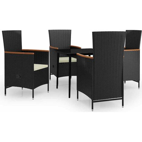 Maison Exclusive - Ensemble à manger de jardin avec coussins 5 pcs Noir (1/5)