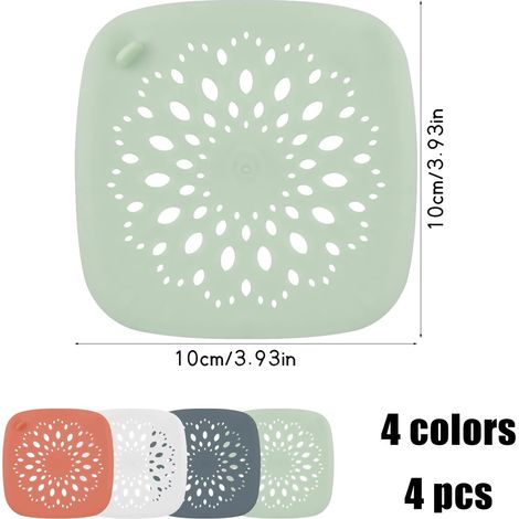 Filtre de douche en silicone pour attrape-cheveux, nettoyage facile et écoulement optimal, réutilisable (4 pièces)