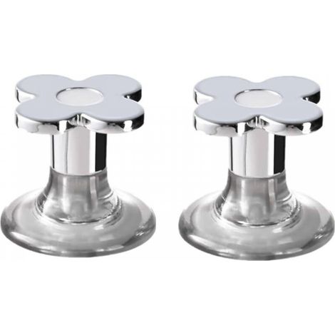 Lot de 2 boutons de réservoir de toilettes en forme de fleur, poignée de tiroir en plastique, outil de presse pour réservoir de toilettes (1/5)