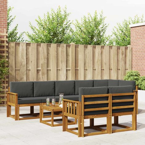 Outdoor-Sofagarnitur mit Kissen 9 pcs Natur und Anthrazit (1/5)