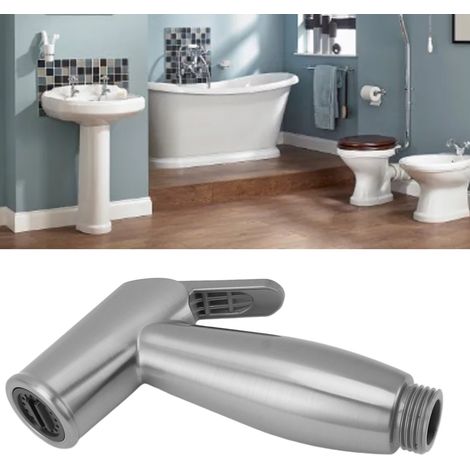 Pistolet de pulvérisation haute pression pour toilettes, accessoire de toilette booster, bidet en ABS brossé nickelé. (1/5)