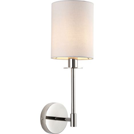 Endon Sancerre Applique avec abat-jour en nickel brillant, tissu blanc vintage, 1 x E14 (1/5)