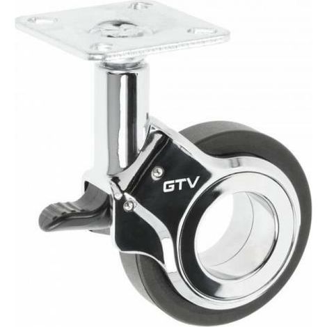 Rueda giratoria para muebles GTV GIRA Ø60 negra con freno KM-GIRA-60MM-ZH-20