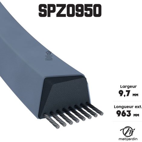 Courroie tondeuse SPZ950 trapézoïdale  9,7 x 963 mm (1/4)