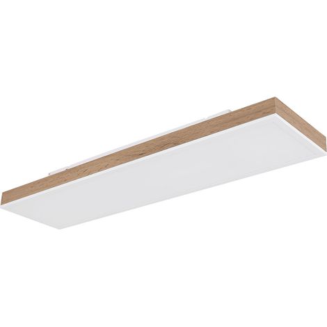 Plafonnier aspect bois lampe de salon plafonnier moderne dimmable LED télécommande CCT veilleuse, aluminium, 1x LED 24W 1500lm 2700-6500K, LxlxH 80x20x7,8 cm (1/5)